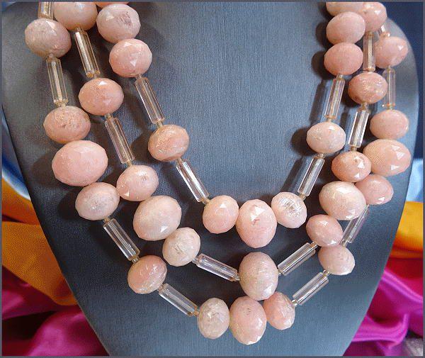 1950s West Germany Vintage Necklace w Earrings Pink Sugar Lucite Set