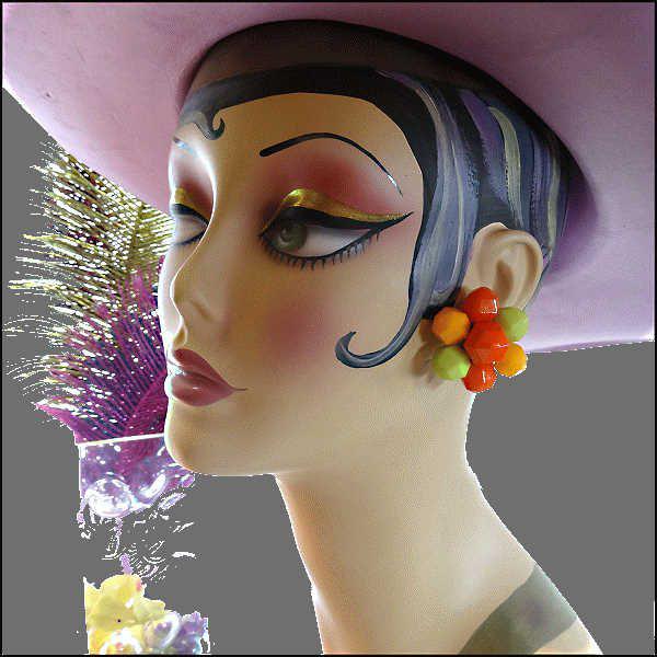 1950s Vintage Earrings WILD Big Neon Bakelite Flowers