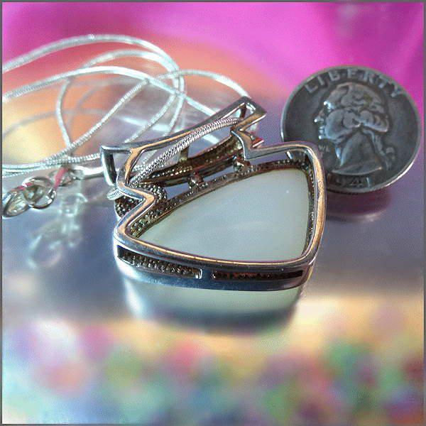Opal 925 Sterling Celestial Pendant w Sterling Chain Necklace