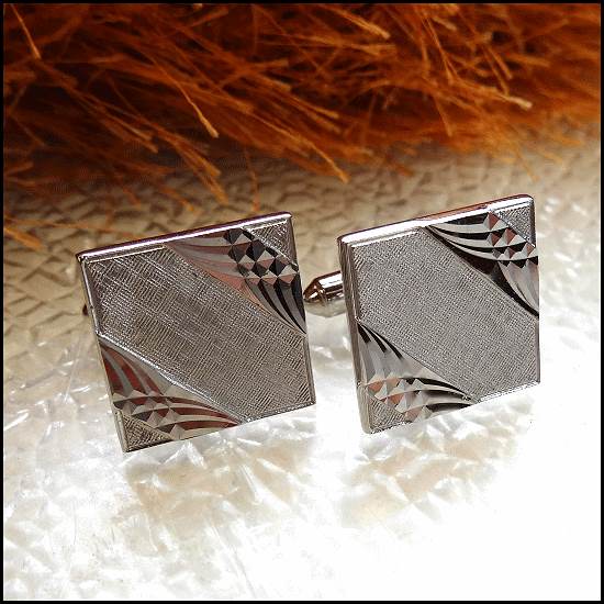 1960s Signed Dante Etched Sterling Silver Vintage Cufflinks