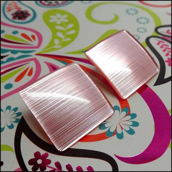 1960s Vintage Earrings Pink Luminescent Lucite Pierced Wafers