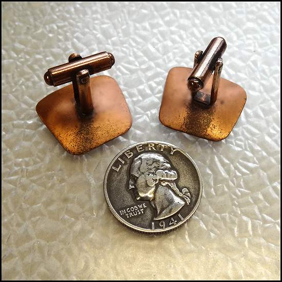 1950s Red Copper Enamel Vintage Cufflinks