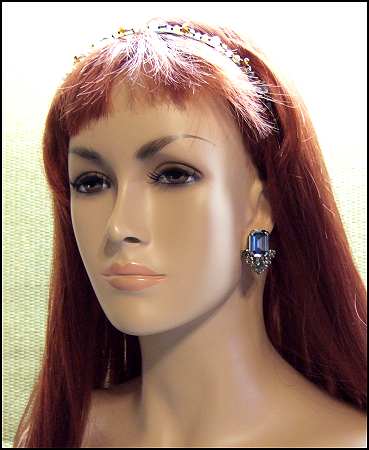 1950s Regal Steel Blue Crystal Vintage Clip Earrings