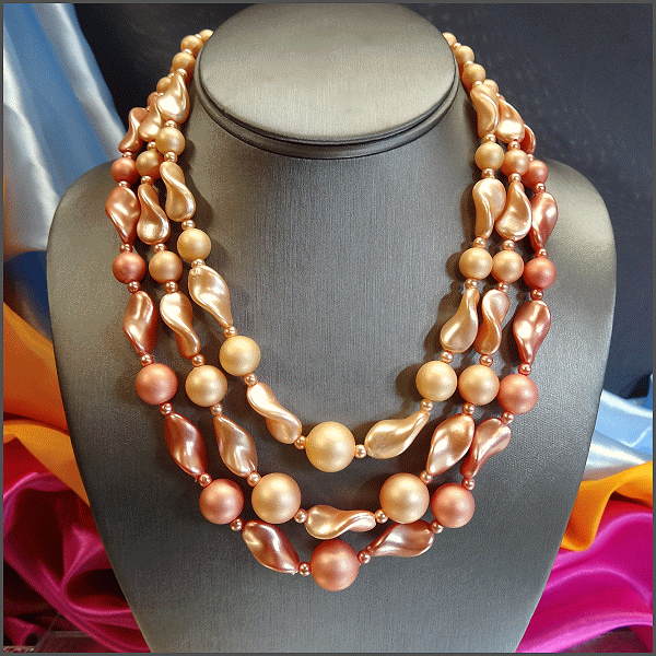 1960s Vintage Pearl Necklace Pink Satin Torsade