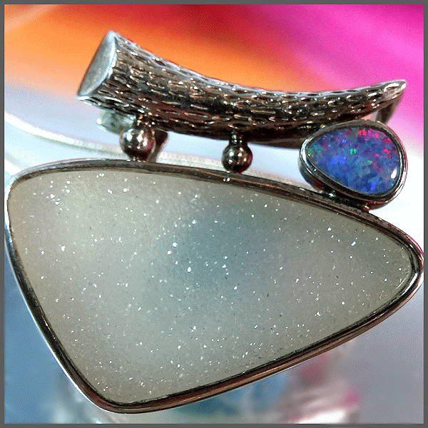 Opal 925 Sterling Celestial Pendant w Sterling Chain Necklace