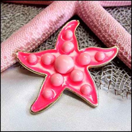 1960s Rare Signed WEISS Pop Art Pink Starfish Vintage Brooch Pin
