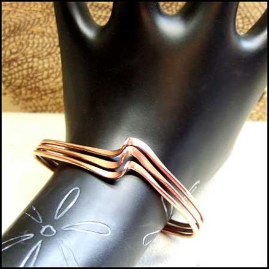 1950s Wave Design Retro Vintage Copper Bracelet