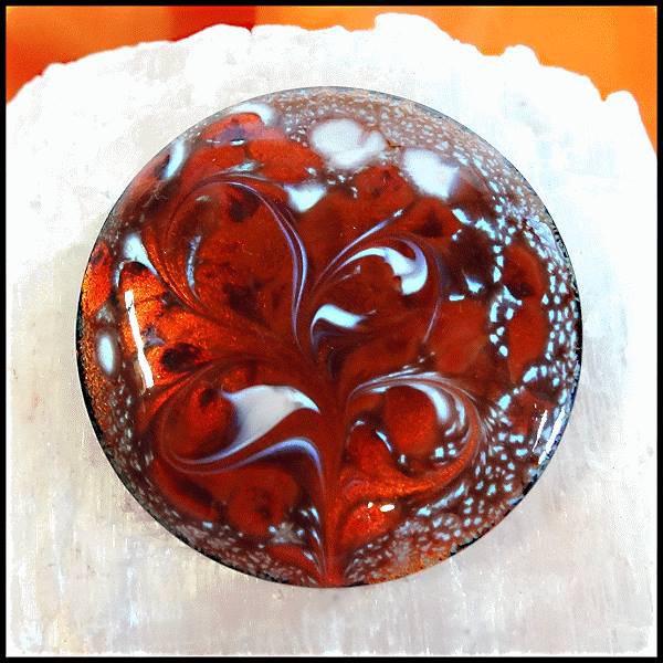 1950s Vintage Copper Pin Metallic Orange Copper Enamel Signed INGA Pendant