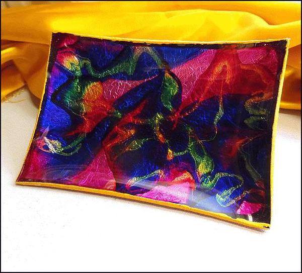 1950s Vintage Foil Art Glass Rainbow Hanging Tray