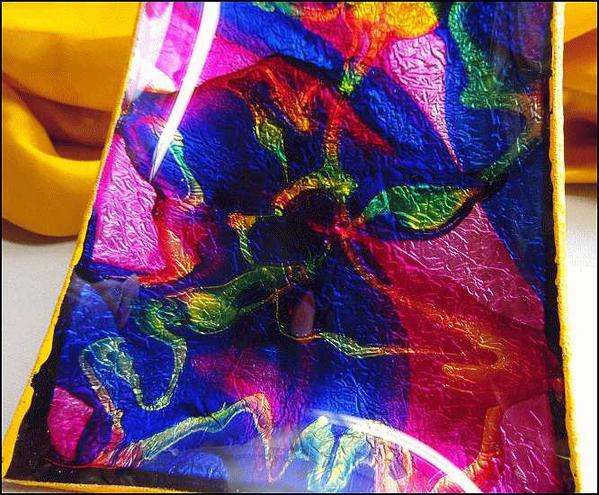 1950s Vintage Foil Art Glass Rainbow Hanging Tray