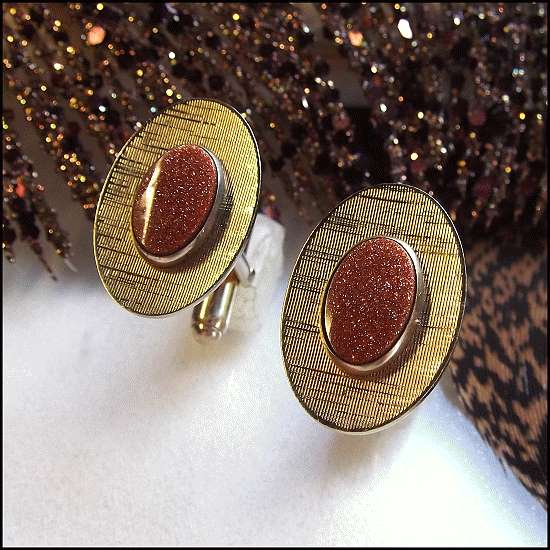 1940s Signed Anson Goldstone Gem Vintage Cufflinks