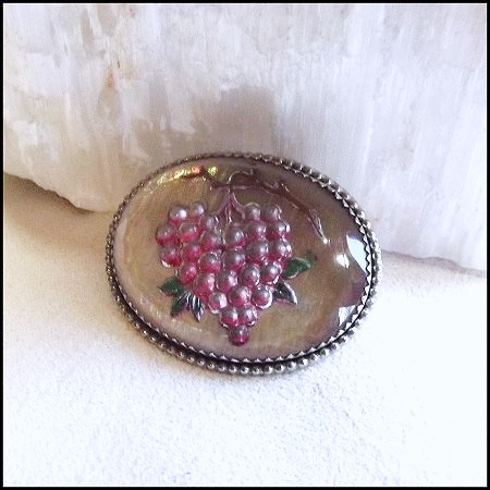 1940s Vintage Grape Pin Bavarian Iridescent Glass 