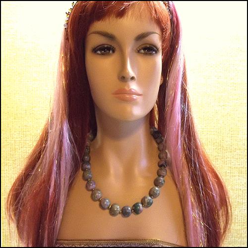 1970s Caribbean Blues Fossil Bead Vintage Necklace