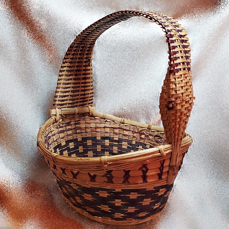 1970s Vintage Bamboo Bird Basket Big Goose or Swan