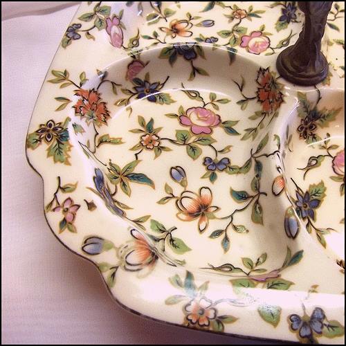 1930s Art Deco Chintz Porcelain Serving Tray Hand Painted