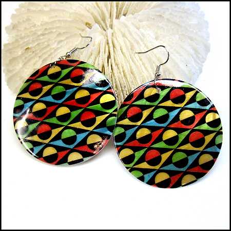 1980s Vintage Pierced Earrings Modern Escher Art Mother of Pearl 