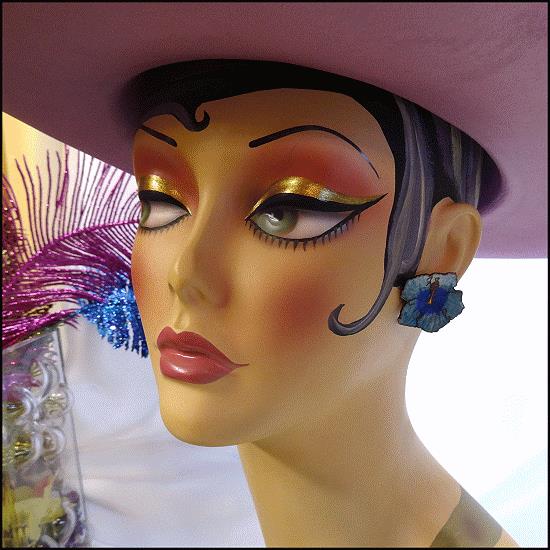 1950s French Cloisonne Vintage Copper Earrings Blue Orchids