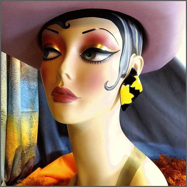 1970s Modernist Solid Copper Enamel Retro Vintage Earrings