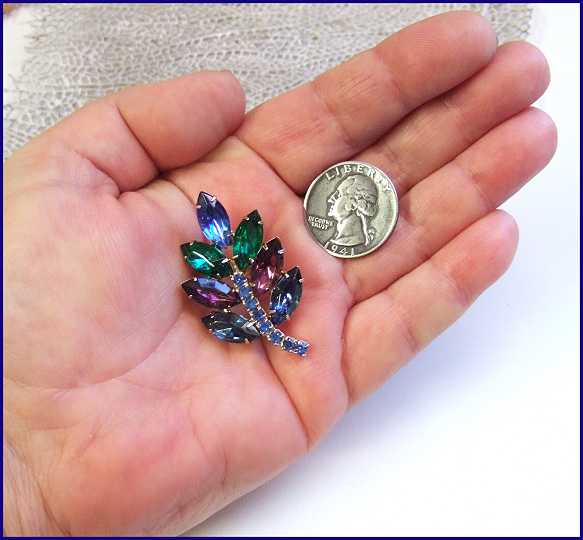 1950s D&E Juliana Peacock Crystal Vintage Brooch