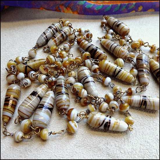 1950s Rare Murano Canes Italian Glass Long Vintage Necklace