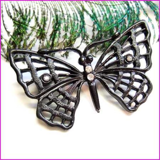1950s RARE Vintage Butterfly Pin Black Metal Butterfly Pendant