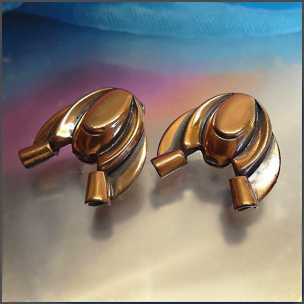 1950s Vintage Copper Earrings Modernist Style Signed RENOIR 