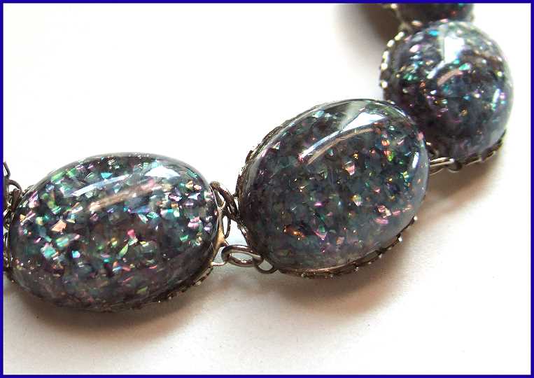 1950s Signed Coro Pegasus Blue Confetti Lucite Vintage Bracelet