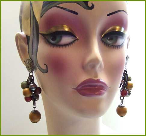 1980s Vintage Earrings Jewel Satin Pearl Dangles