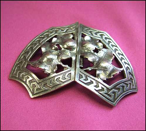 1920s Antique Belt Buckle or Pendant Ornate Art Nouveau Sterling Silver 