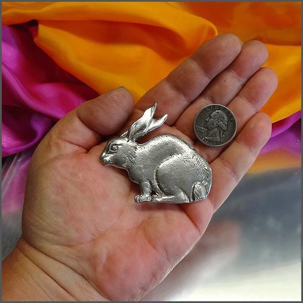 Signed House of Morgan Pewter Bunny Rabbit Pin Made in North Carolina