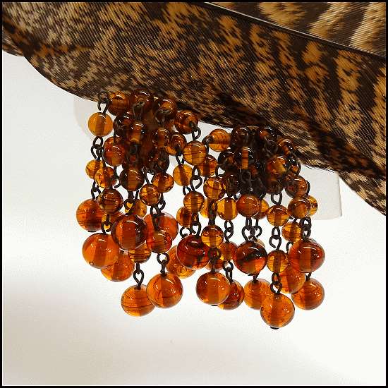 1950s West German Rare Tortoise Glass Dangle Vintage Earrings