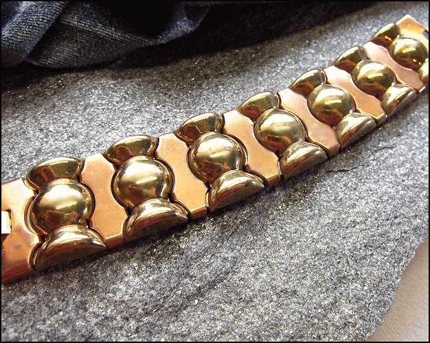 1950s Art Deco Design Brass n Copper Vintage Bracelet