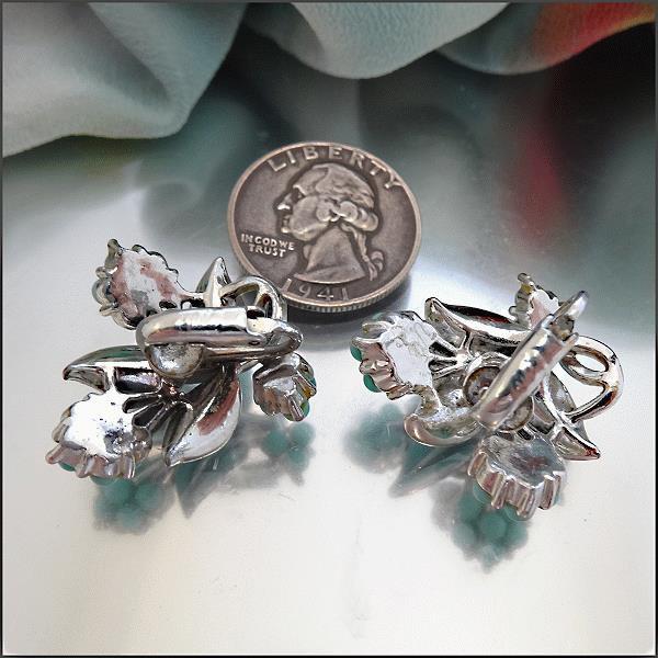 1950s Vintage Earrings Robins Egg Blue Clips Signed CORO 