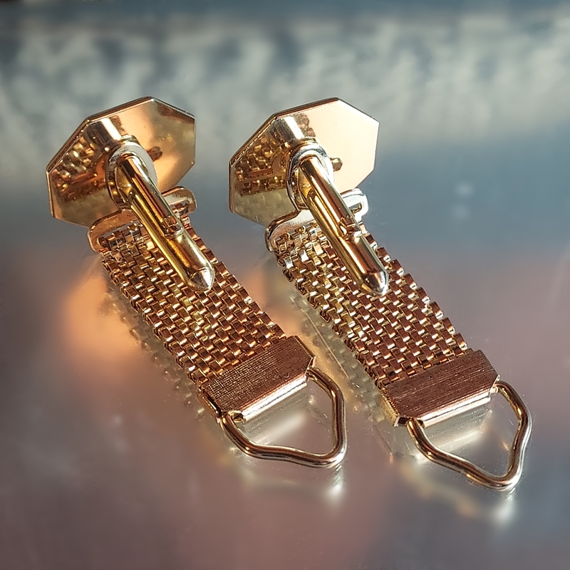 1970s Gold Silver Engraved Initial T Octagonal Vintage Cufflinks