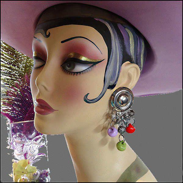 1970s Vintage Earrings Super Wild Silver Pierced Dangles