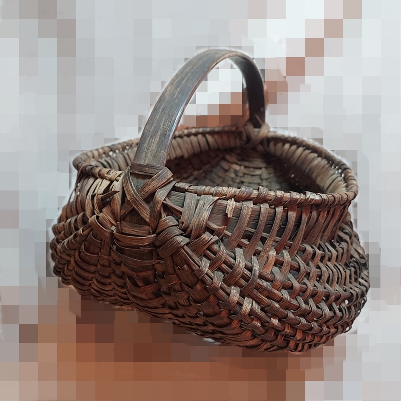 Antique Basket Early Appalachian Large Oak Buttocks