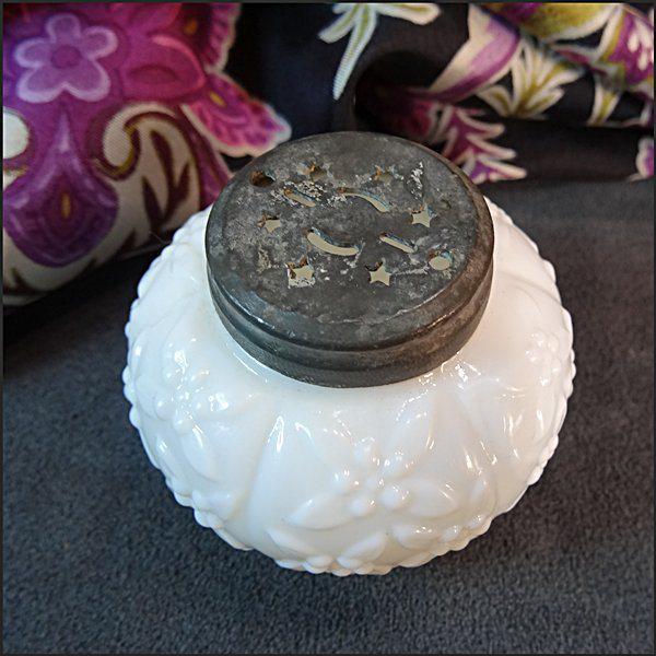 Antique Sugar Shaker Muffineer Challinor Opalescent Glass Flowers
