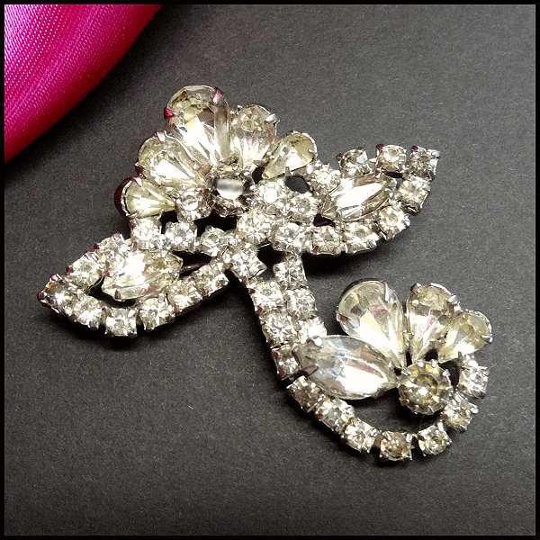 1950s Signed VOLUPTE Rare Diamond Crystal Vintage Brooch Book Piece