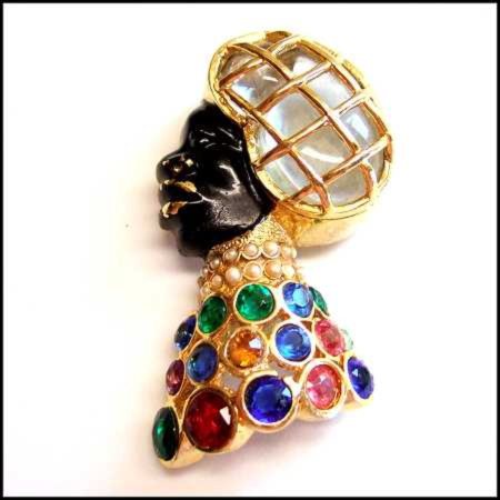 1950s Apex Signed Rare Lady Face Vintage Brooch