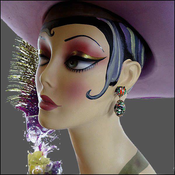 1960s Vintage Pierced Earrings Wild Splatter Art Dangles