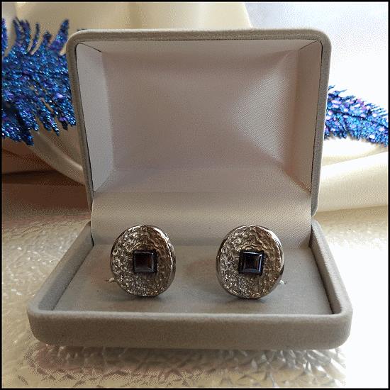 1950s Silver Nugget Hematite Retro Vintage Cufflinks