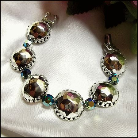 1950s Signed CORO Silver Mirror Celestial Vintage Bracelet