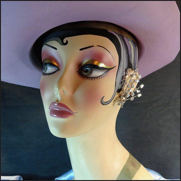 1940s Art Deco Vintage Earrings Rare Clear Crystal Firework Clips