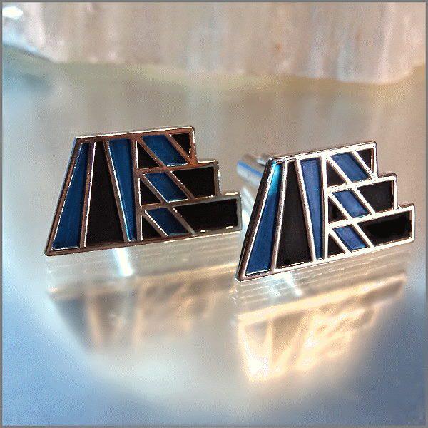 1970s Signed Spiedel Blue Modern Art Vintage Cufflinks