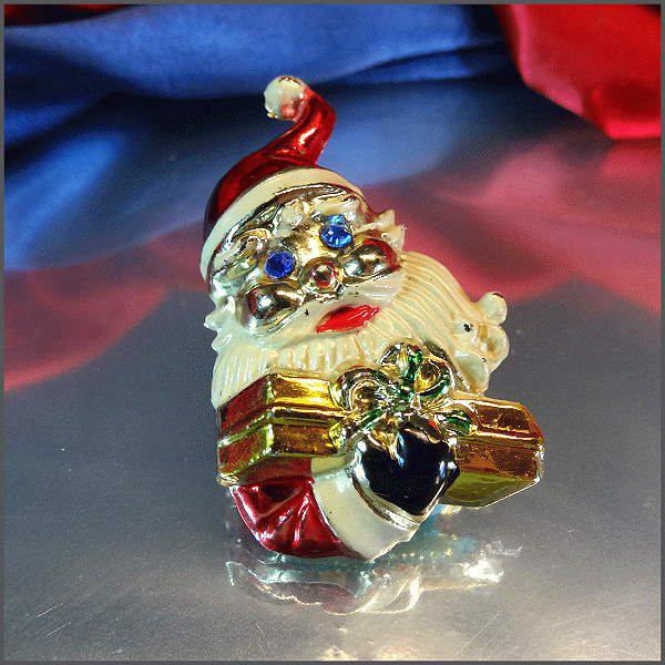 1960s Vintage Christmas Pin Santa Claus Old Metallic Enamel