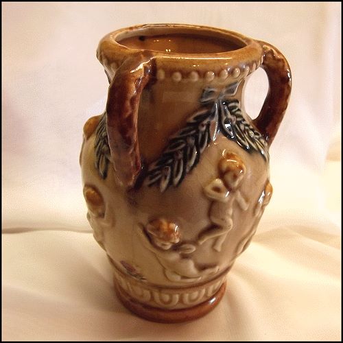 1930s Japanese Majolica Style Ceramic Angel Vase