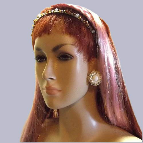 1950s Vintage Milk Glass Clip Earrings West Germany w Crystal Spirals 