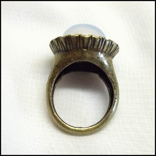 Authentic 1950s Vintage Opal Glass Moonstone Ring