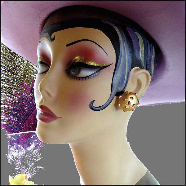 1960s Signed CROWN TRIFARI Gold Pillow Vintage Clip Earrings