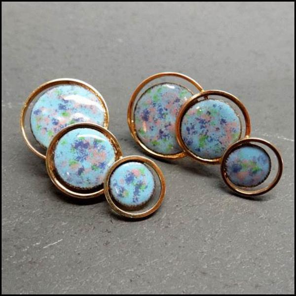 1950s Vintage Earrings Mid Century Modern Turquoise Enamel 